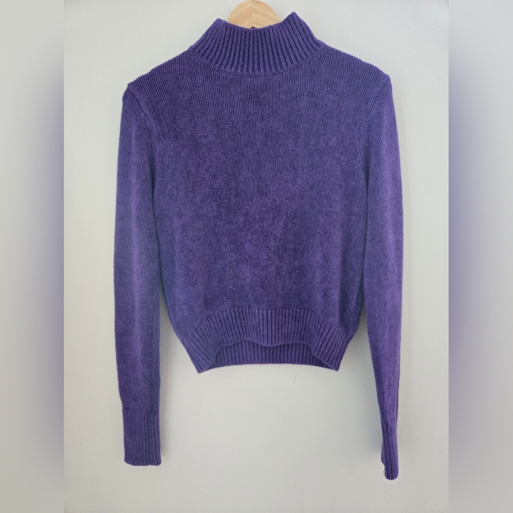 Wilfred Corteta Long Sleeve Mockneck Sweater, Purple, Size M - Picture 2 of 5